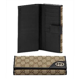 Brun Gucci Continental Porte-Monnaie Avec Verrouillage Ornement